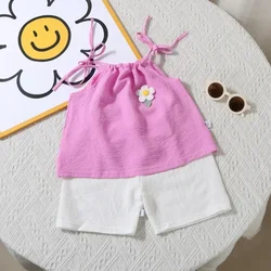 Conjunto de verano para niña chaleco floral y shorts