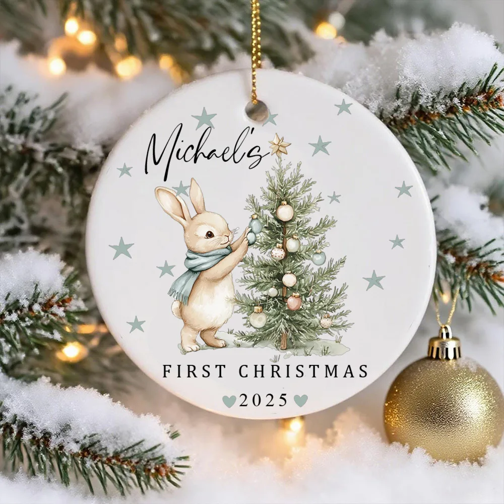 Adorno de Navidad personalizado en cerámica para bebé - imagen 4