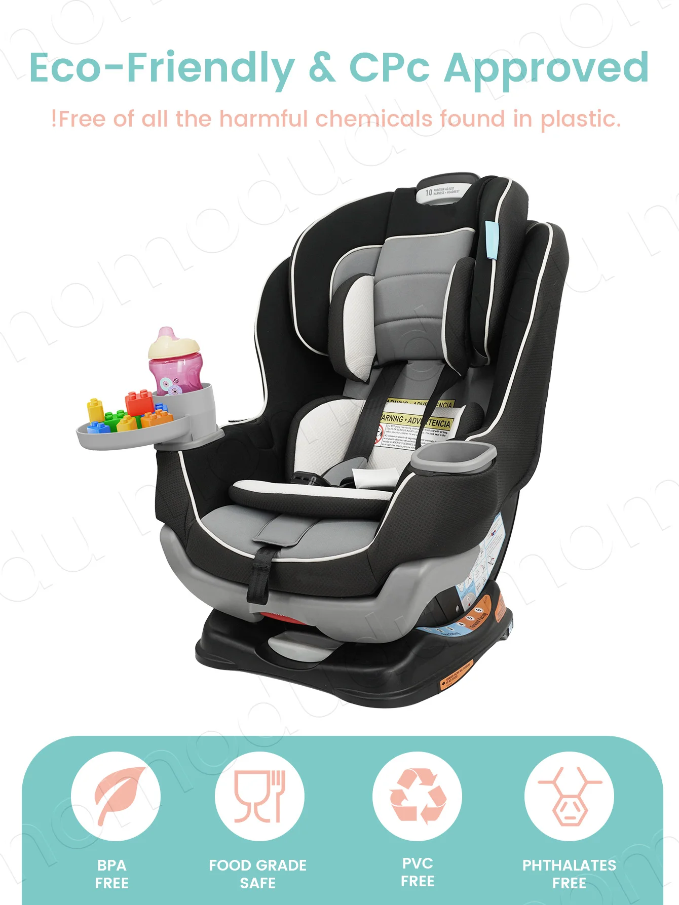 Organizador de asiento coche para bebé con portavasos y bandeja - imagen 4