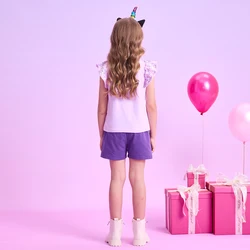 DXTON Conjunto de niña volantes y pantalón corto con lentejuelas