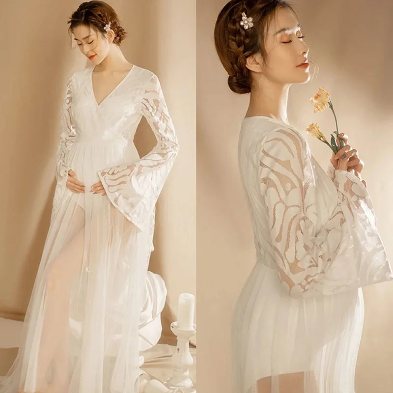 Vestido de maternidad de encaje con mangas largas