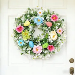 Guirnalda de Pascua floral realista primavera para puerta
