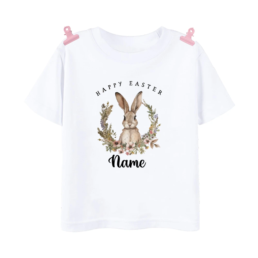 Camiseta infantil personalizada de Pascua con conejito