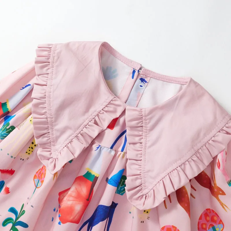 Ssummer Vestido niña manga larga cuello muñeca estilo veraniego - imagen 5
