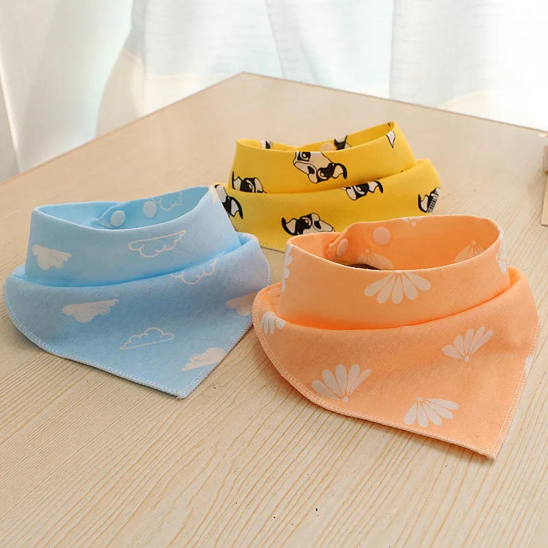 Babero de algodón para recién nacido con cierre doble tipo bandana - imagen 5