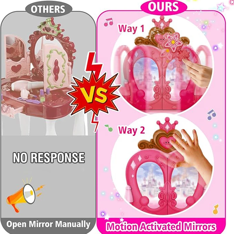 Tocador de princesa infantil con luz y música para niñas - imagen 3