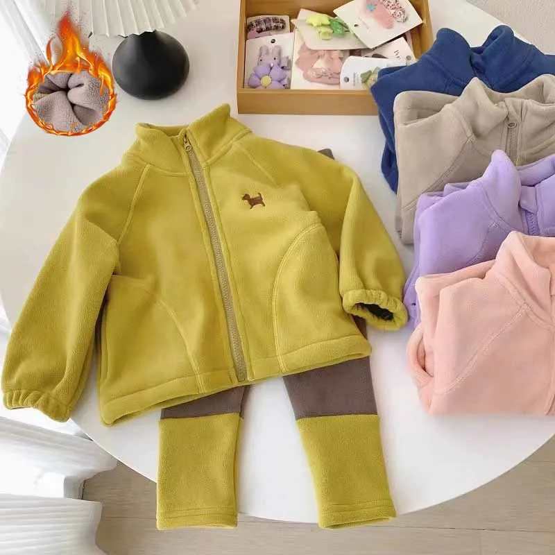 Conjunto de lana invernal para niños – abrigo cálido con dibujo - imagen 5