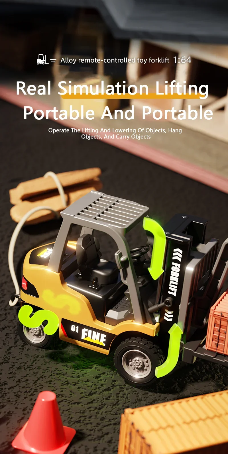 Detalle del sistema de horquillas elevables