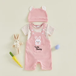 Conjunto de Pascua para bebé mono informal a rayas conejito y sombrero