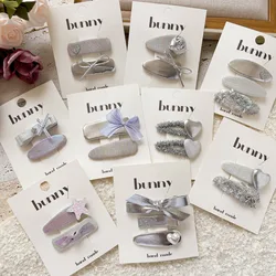 Lazo plateado en pinzas para el pelo de bebé – accesorios infantil