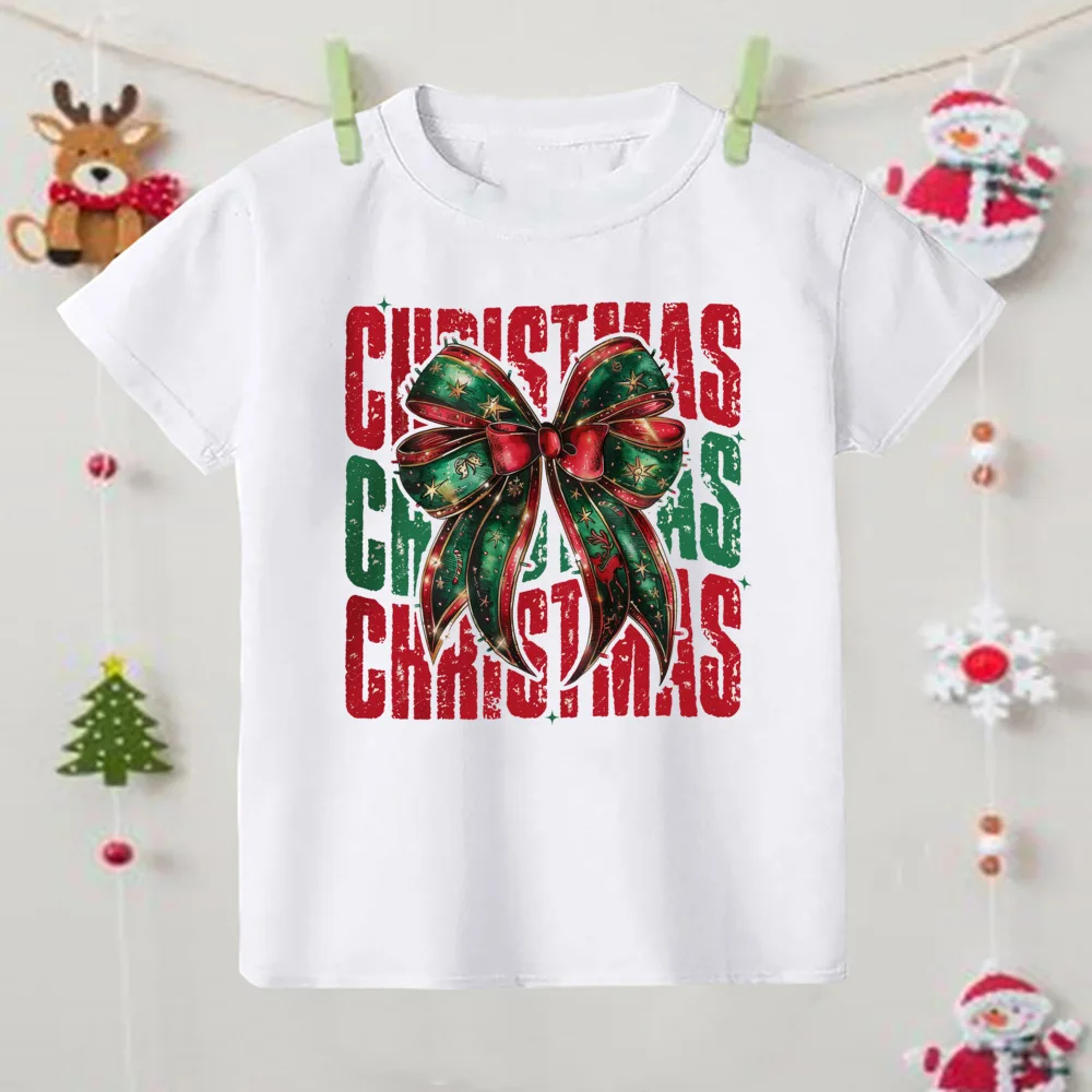 Camiseta navideña para niños estampada y cómoda en fiestas de invierno