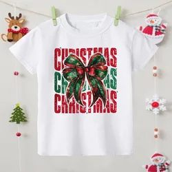 Camiseta navideña para niños estampada y cómoda en fiestas de invierno