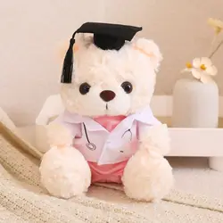 Peluche de graduación con gorro doctoral, oso suave