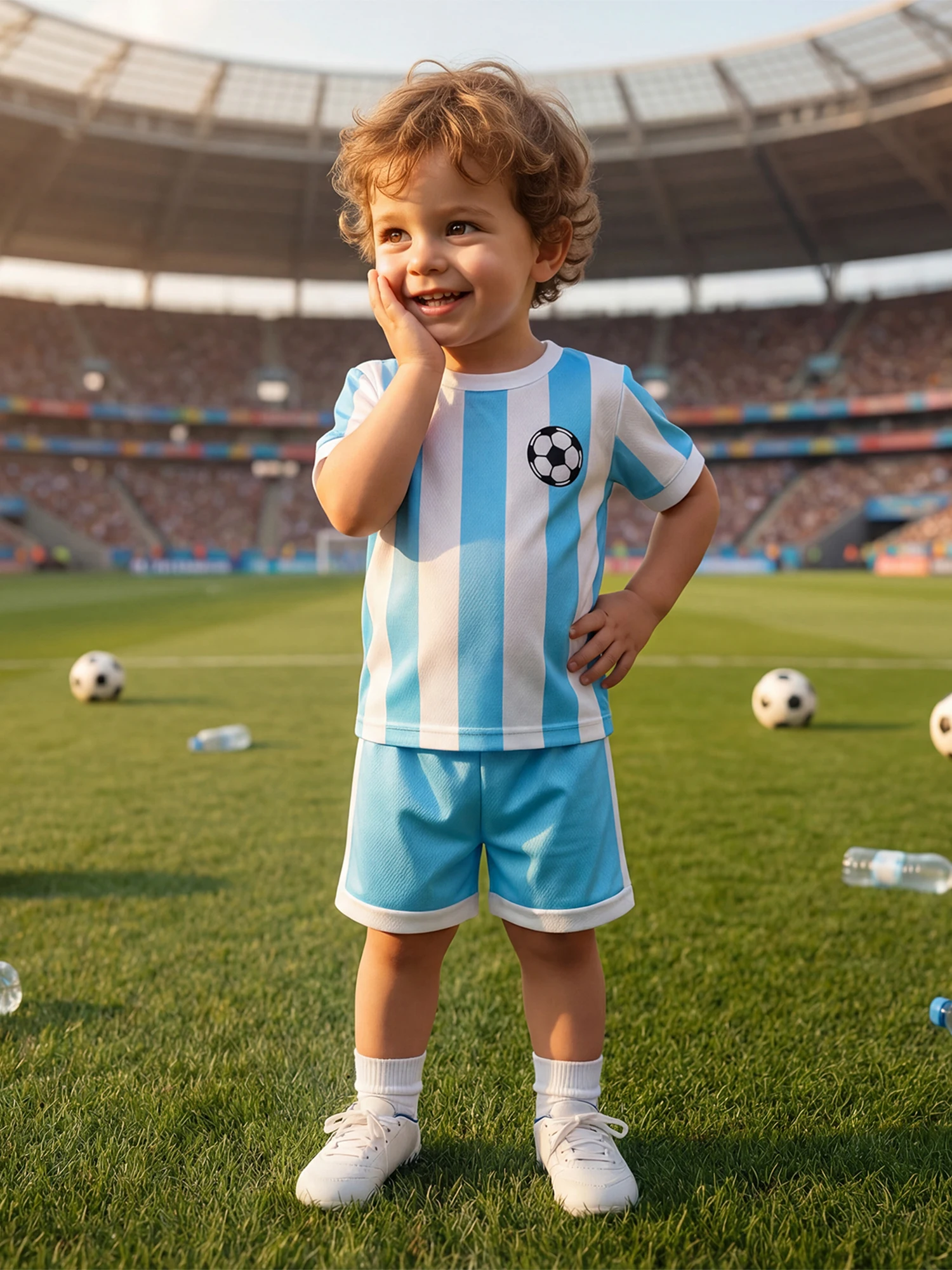 Pantalón corto con diseño futbolero
