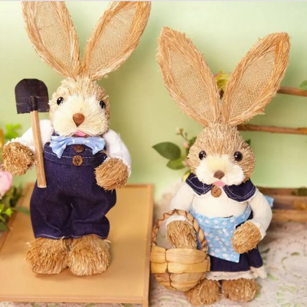 Conejo de Pascua tejido artesanal estilo rústico retro - imagen 3