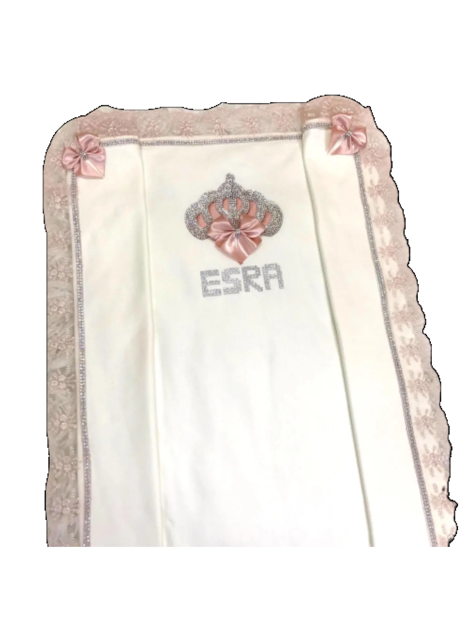 Envoltura de bebé rosa con corona bordada y nombre personalizado - imagen 3