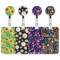 Porta credenciales con clip floral y cordón retráctil – Set 3