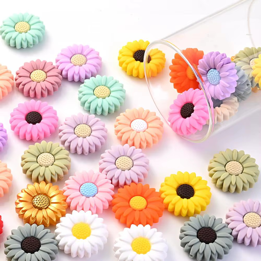 Cuentas mordedoras de silicona para bebé 20 mm - Flor Margarita - imagen 5