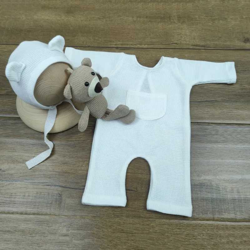 Accesorios para fotos de bebé recién nacido – gorro oso y pelele - imagen 2