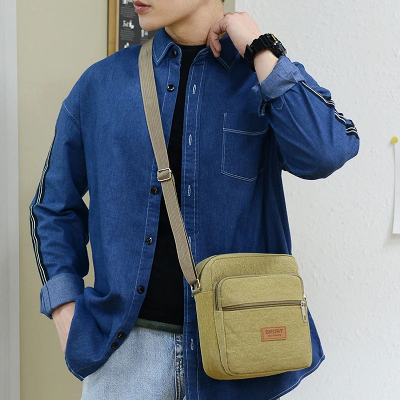 Bandolera de lona para hombre – Diseño moderno de gran capacidad - imagen 2