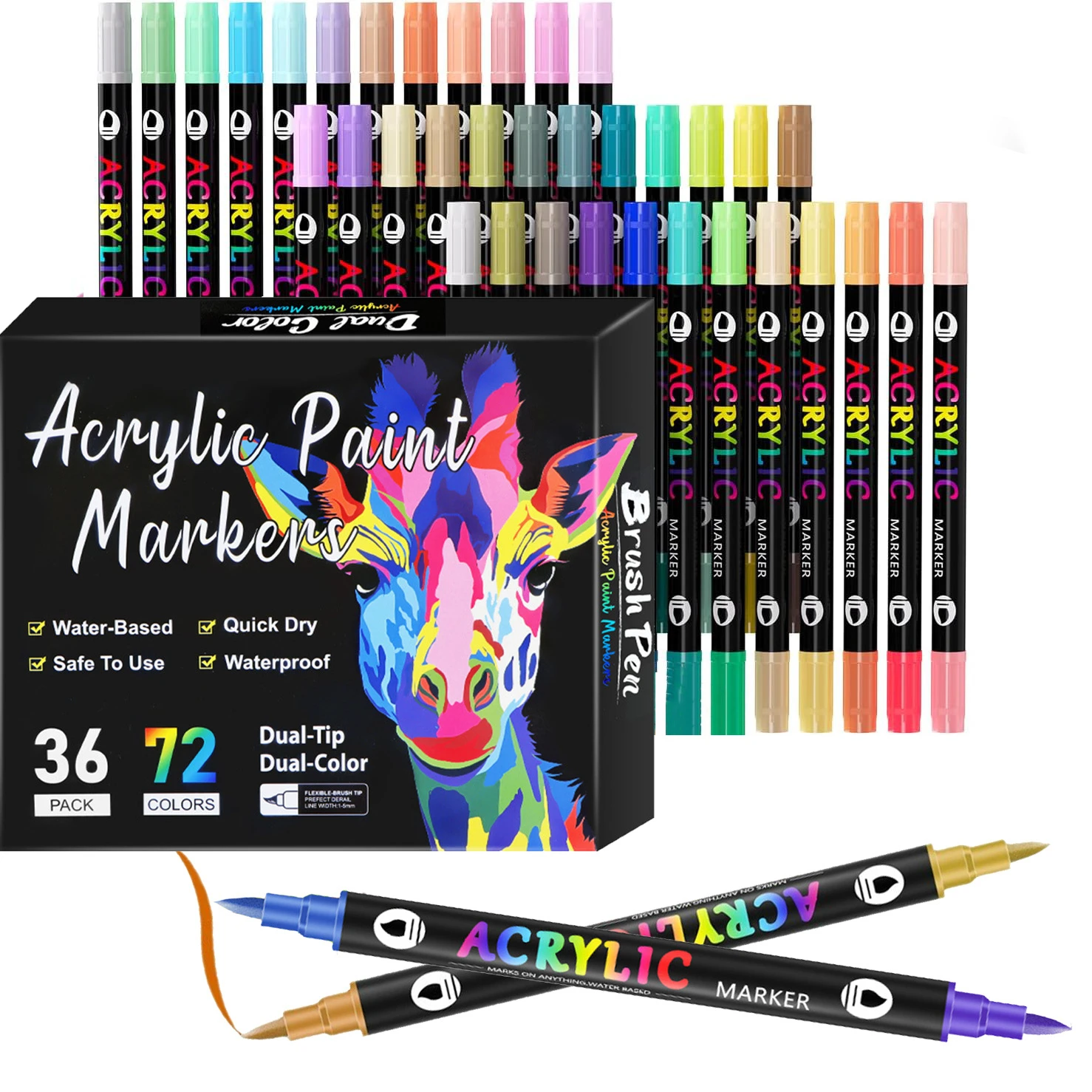 Rotuladores doble punta acrílicos para manualidades – 24 colores