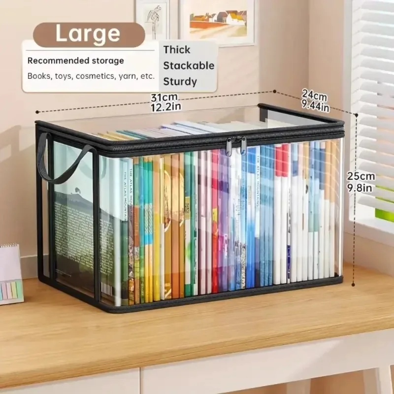 Caja organizadora transparente de PVC con tapa abatible y ventana - imagen 4