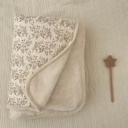 Manta para bebé de lana con estampado floral y algodón suave