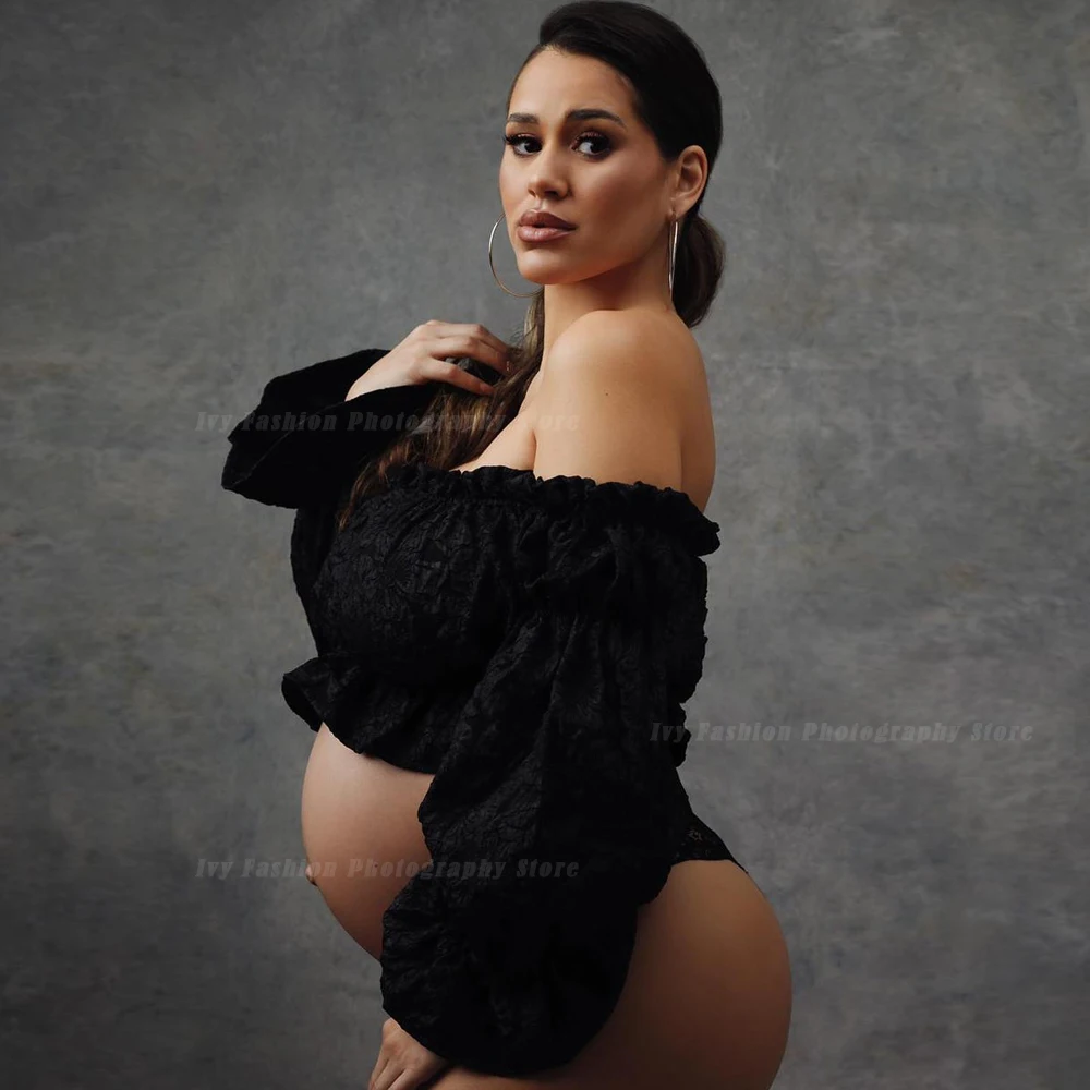 Top plisado maternal con manga abullonada para sesiones de fotos - imagen 5