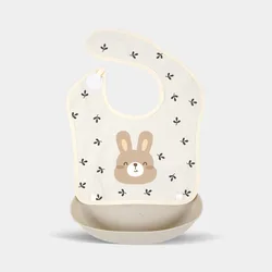 Babero de silicona infantil impermeable con bolsillo 3D