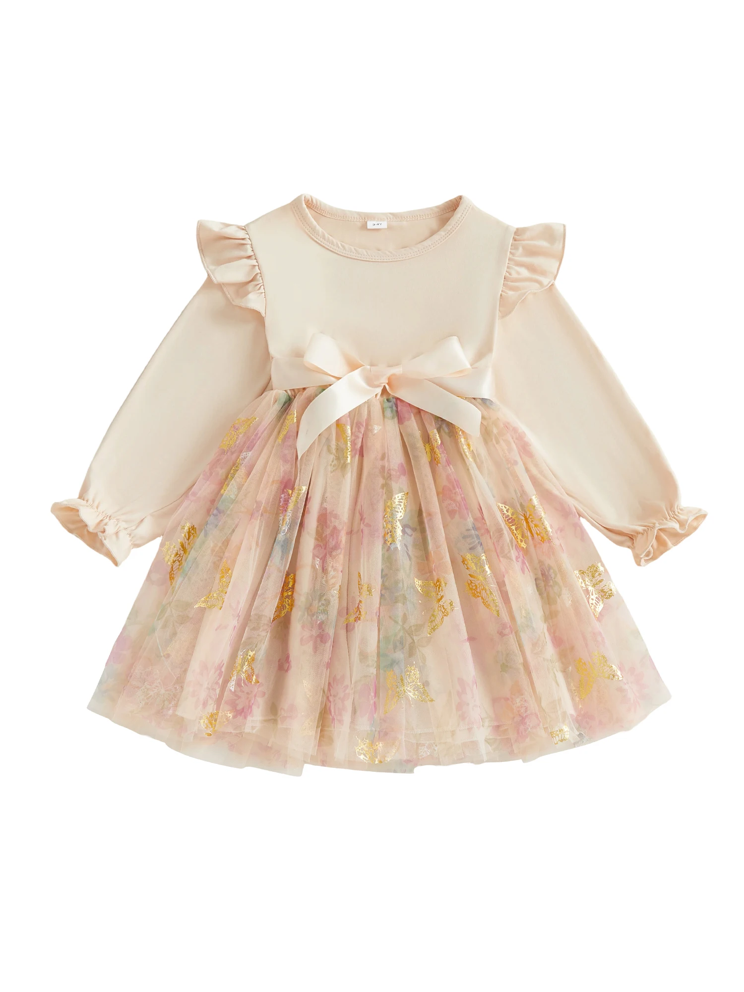 Vestido princesa mariposas con tul y cinturón lazo