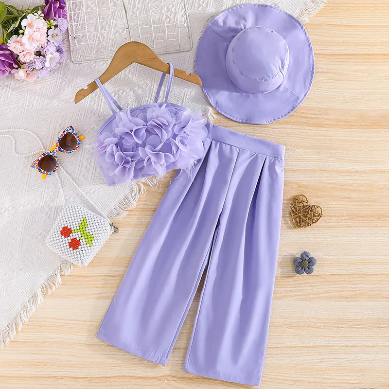 B091 Conjunto veraniego para niños: tops de malla sin mangas floral - imagen 4