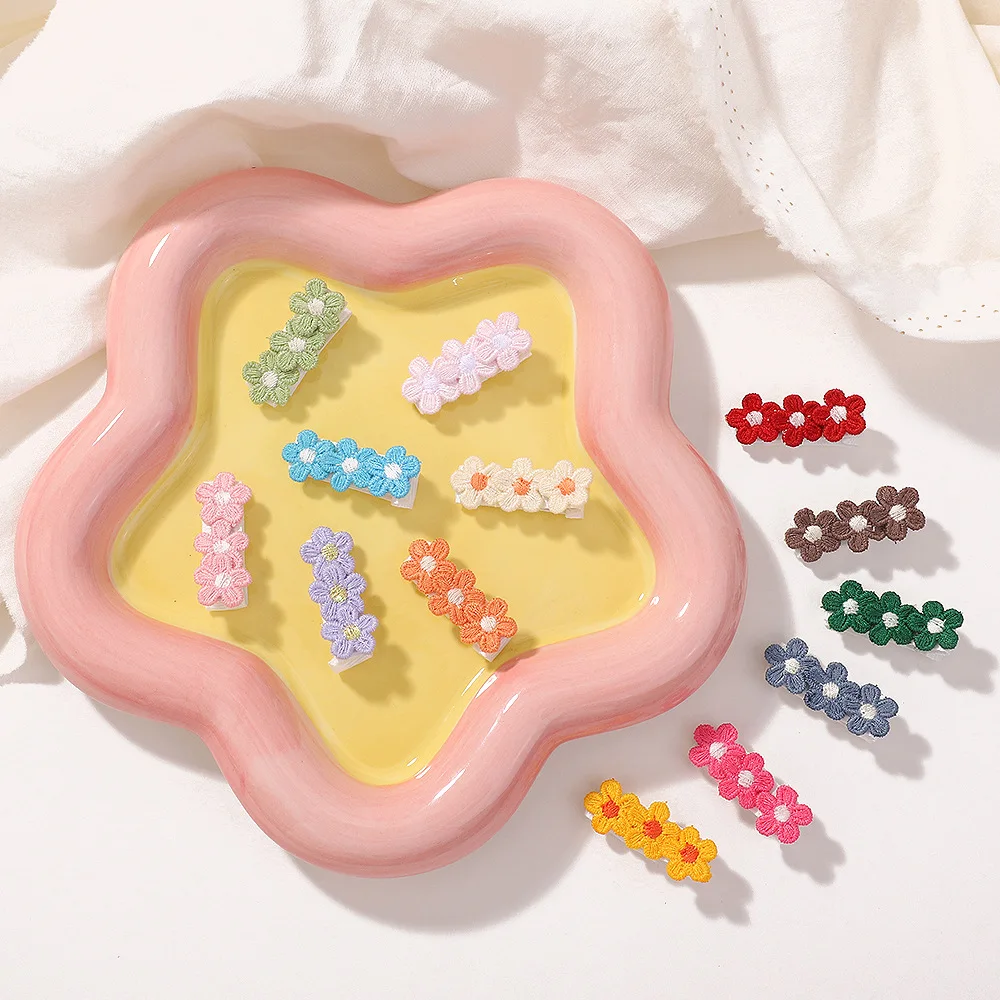 Pinzas para el cabello de bebé con flores tejidas artesanas de verano - imagen 5