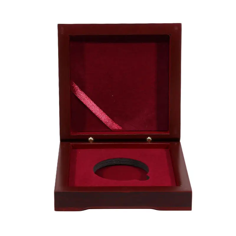 Caja de almacenamiento de monedas de madera con vitrina protectora - imagen 3