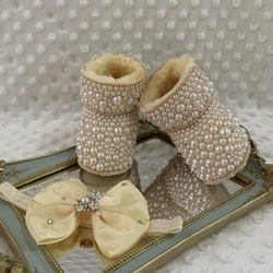 Dollbling botas de bebé con perlas personalizadas de invierno
