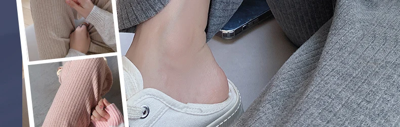 Detalle del pantalón de maternidad de punto