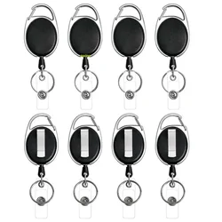 Portatarjetas retráctil negro con mosquetón y clips de carrete – Pack 20 unidades