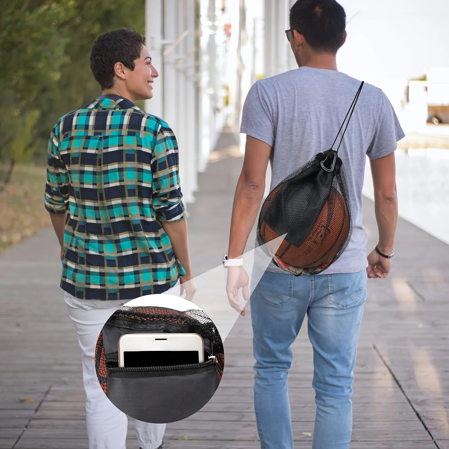 Bolsa de malla para baloncesto plegable con cordón - imagen 5