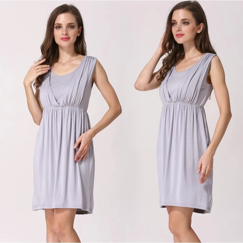 Vestido de lactancia veraniego sin mangas hasta la rodilla