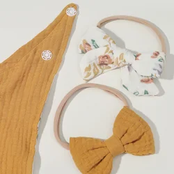 Babero y diadema de lazo triangular transpirable para niñas