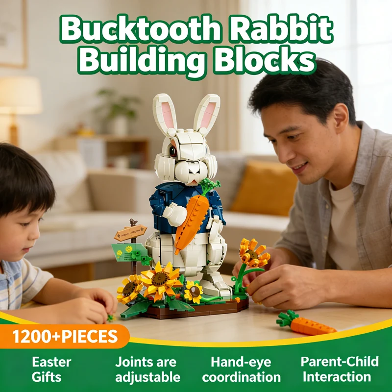 Juego de bloques animales conejito rural para niños