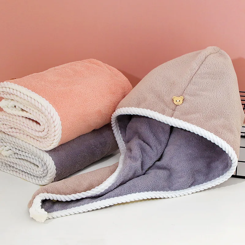 Gorro toalla para secado rápido del cabello, doble capa absorbente - imagen 4