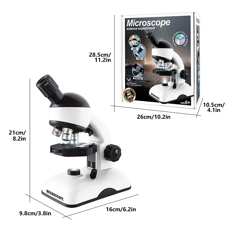 Microscopio HD con luz bidireccional para experimentos infantiles
