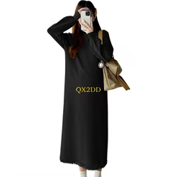 Vestido premamá de punto elegante con flecos – Otoño e invierno