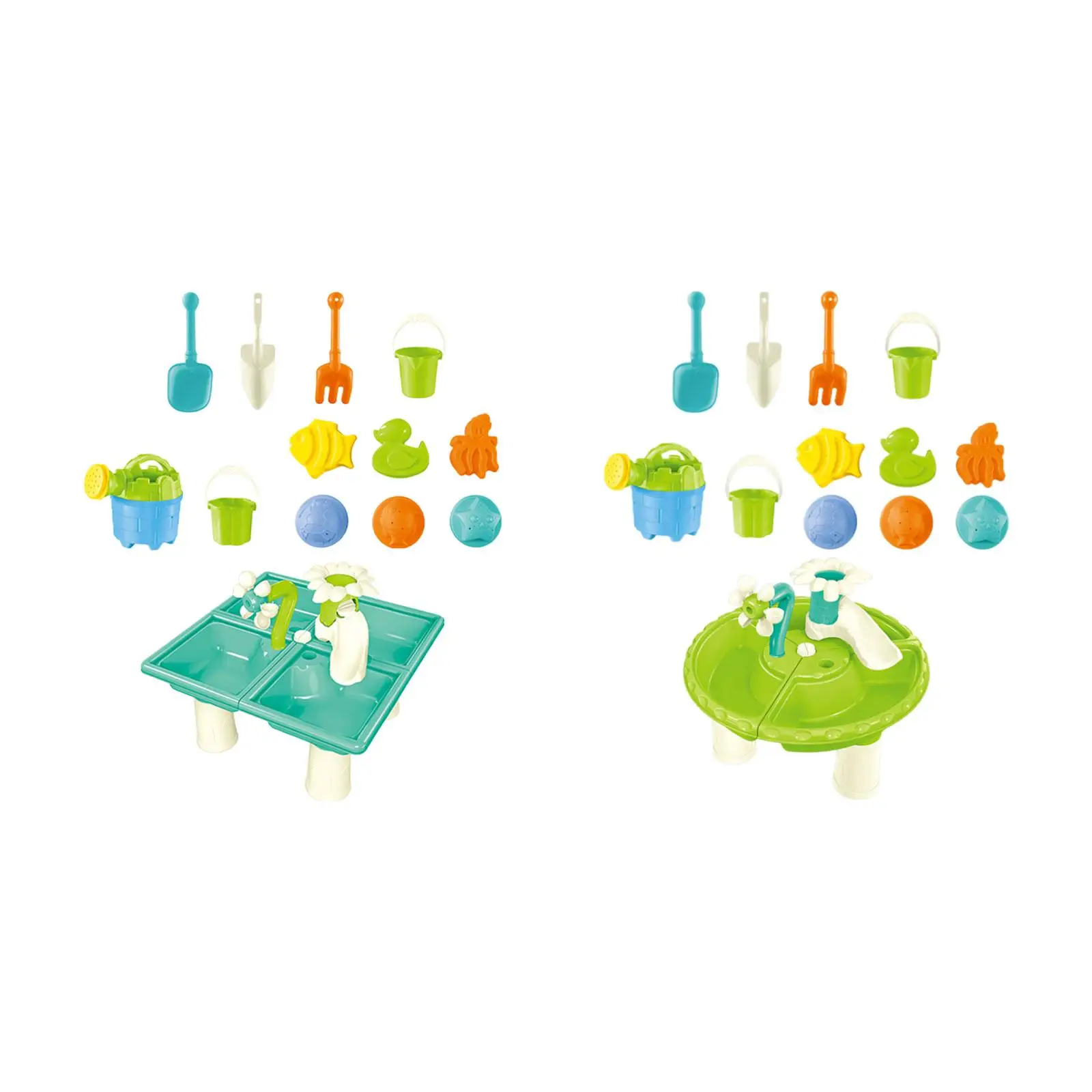 Mesa de arena y agua con duchas para juego infantil