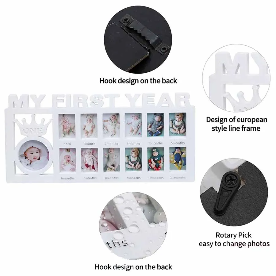 Marco de fotos primer año bebé – Recuerdo crecimiento mes a mes
