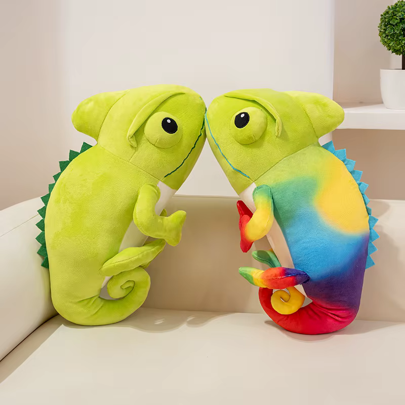 Peluche camaleón con cola móvil, gordo y suave, almohada cálida - imagen 4