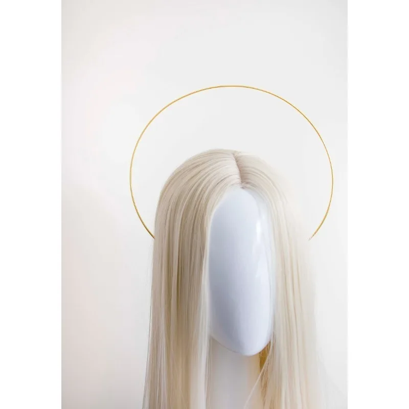 Diadema de corona con halo dorado para niñas en ocasiones especiales - imagen 2