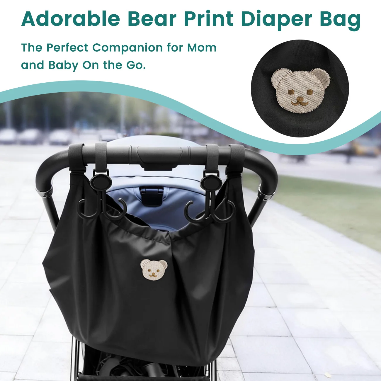 Organizador para cochecito colgante universal con patrón de oso
