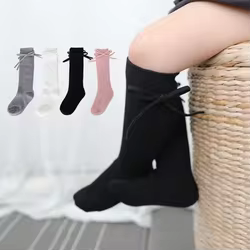 Calcetines de pantorrilla con lazo para niños – Estilo retro escolar