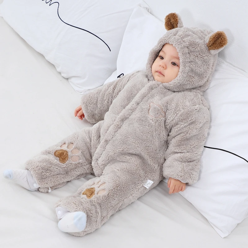 Pelele de invierno con orejas para bebé – Algodón suave 0-24 meses - imagen 2